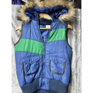 Vintage Modbe Puffer Vest‎ with Real Fur Lining Women's Size M